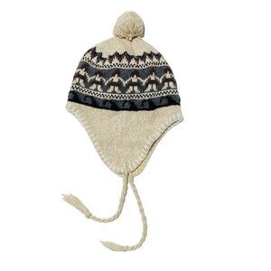 Caveman Print Knit Pom Pom Toque Hat